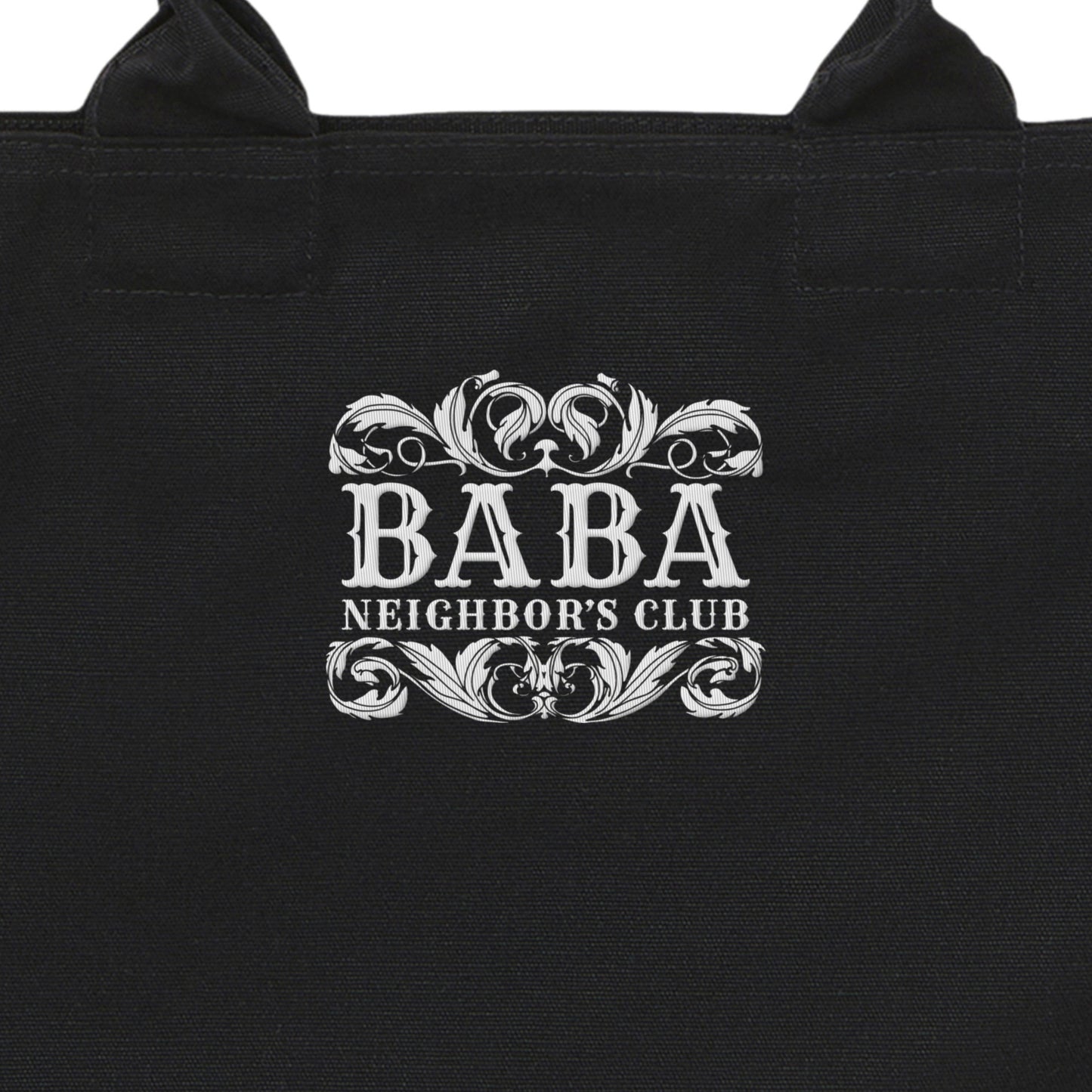 BNC ORNAMENT / EMBROIDERY HEAVY CANVAS ZIP TOTE BAG black image