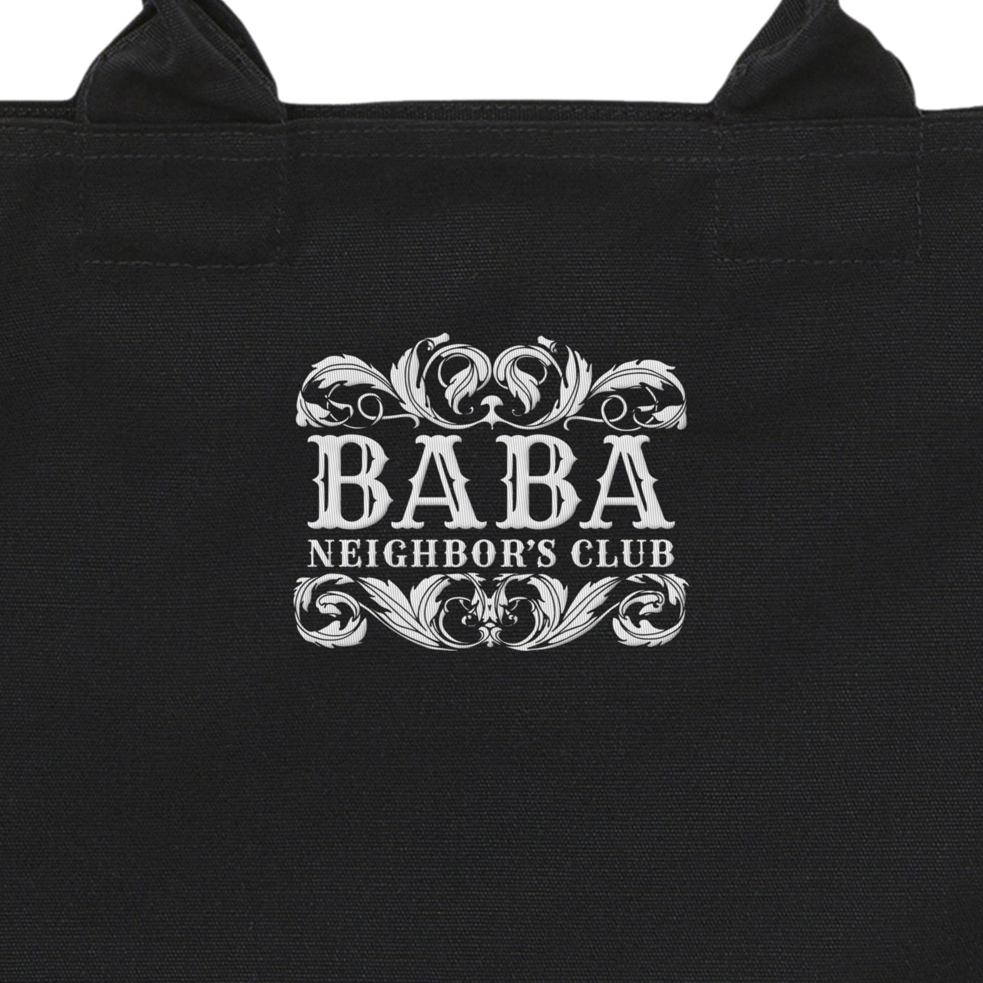 BNC ORNAMENT / EMBROIDERY HEAVY CANVAS ZIP TOTE BAG black image